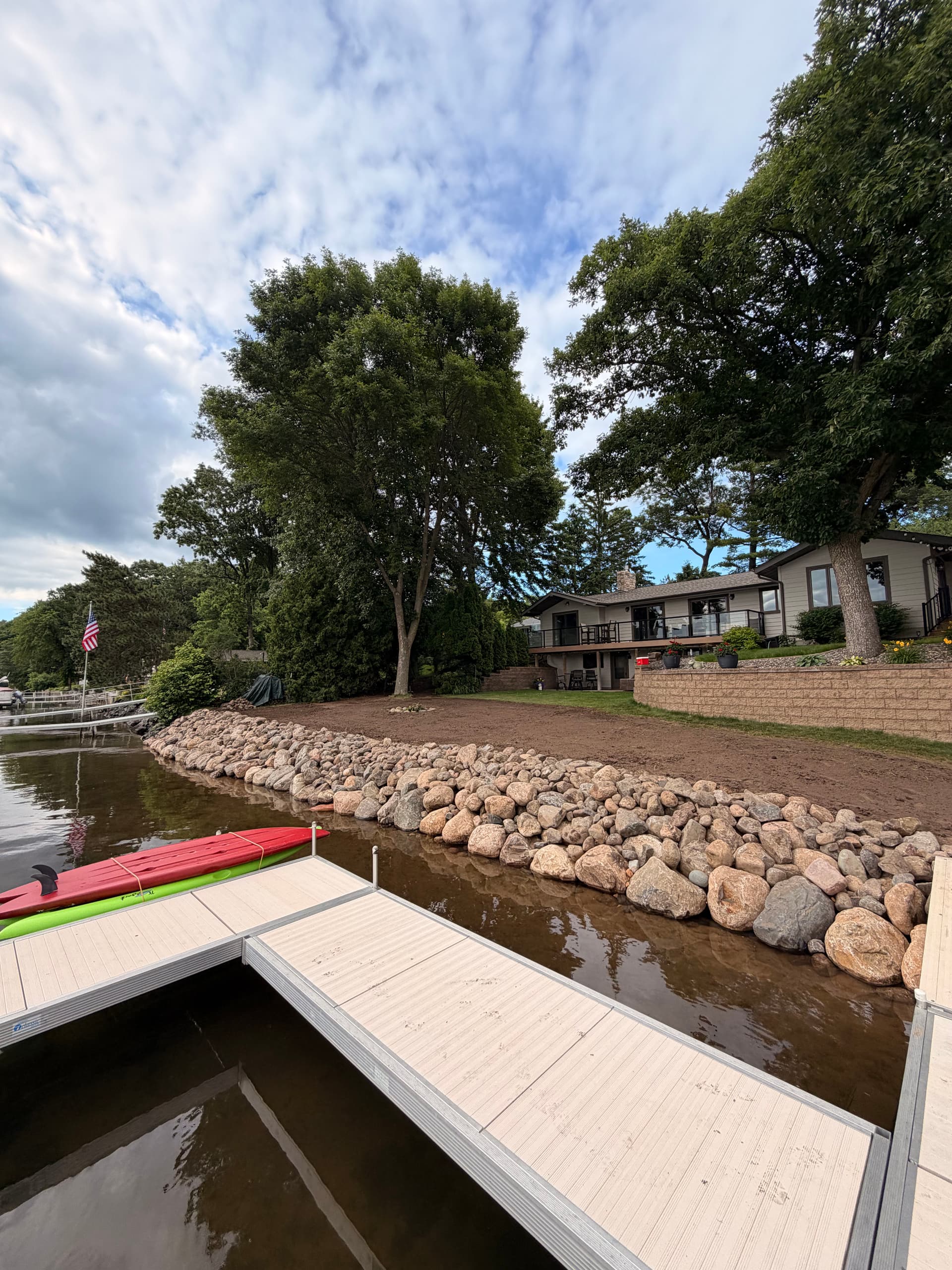 Lakefront Shoreline Restoration with Natural Boulders in Amory