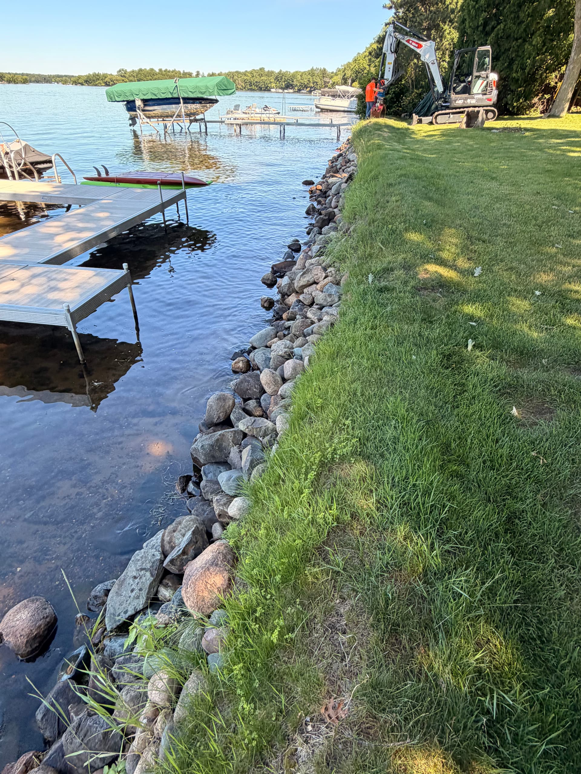Lakefront Shoreline Restoration with Natural Boulders in Amory
