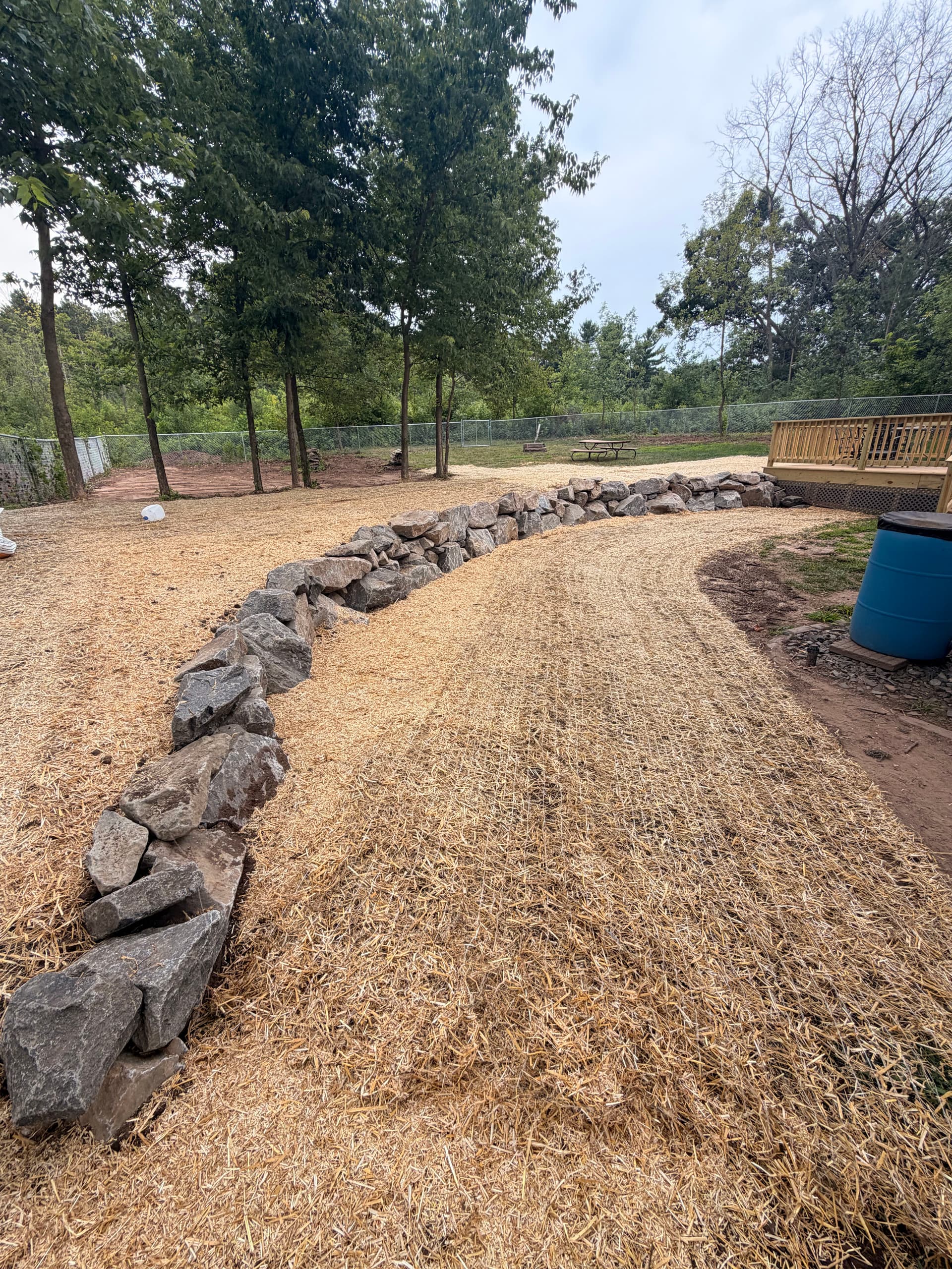 50-Foot Blue Granite Boulder Wall Built in Carryville