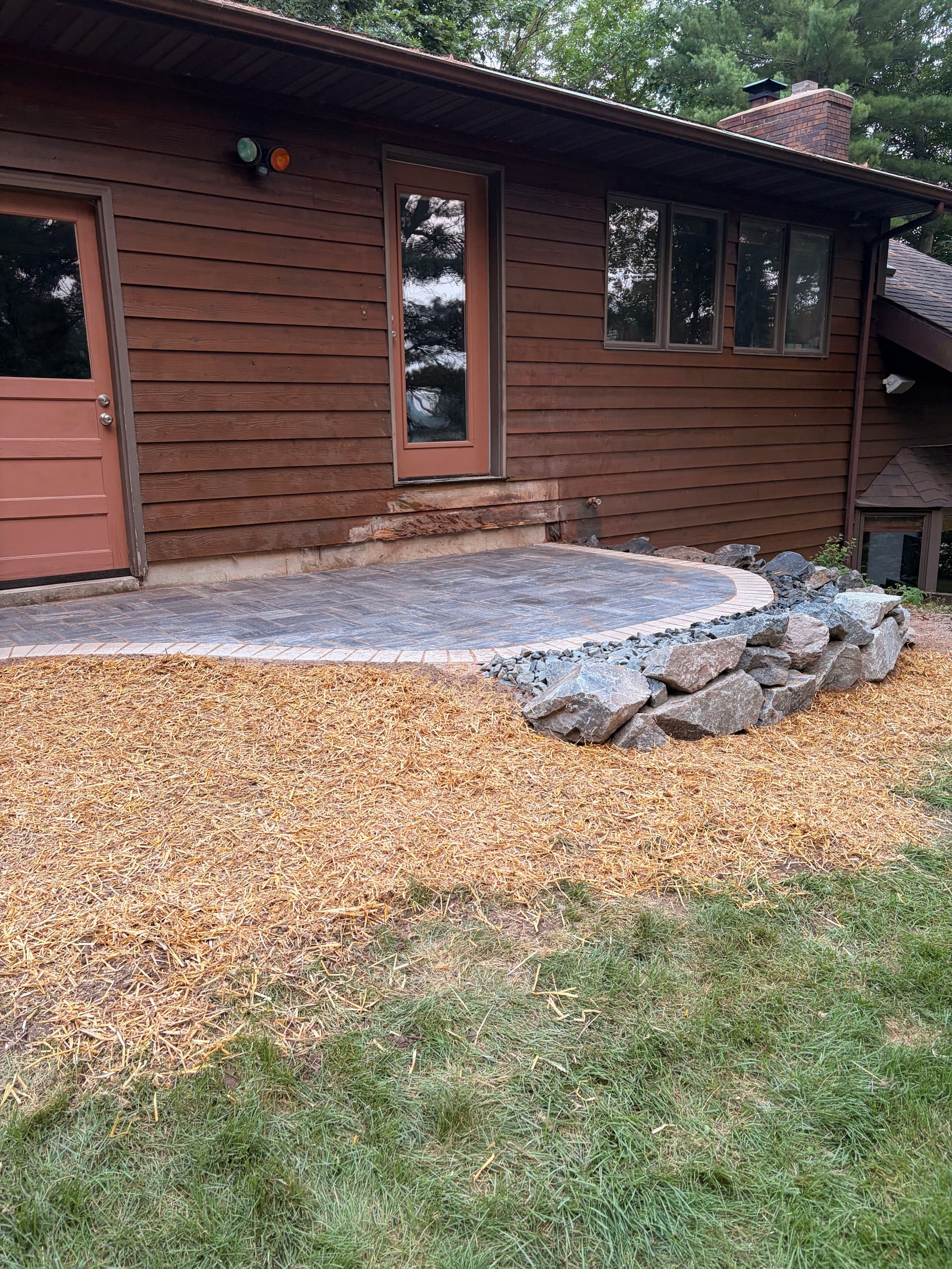 Gallery photos for Paver Patio, Walkway and Boulder Retaining Wall in Bloomer: Image #2