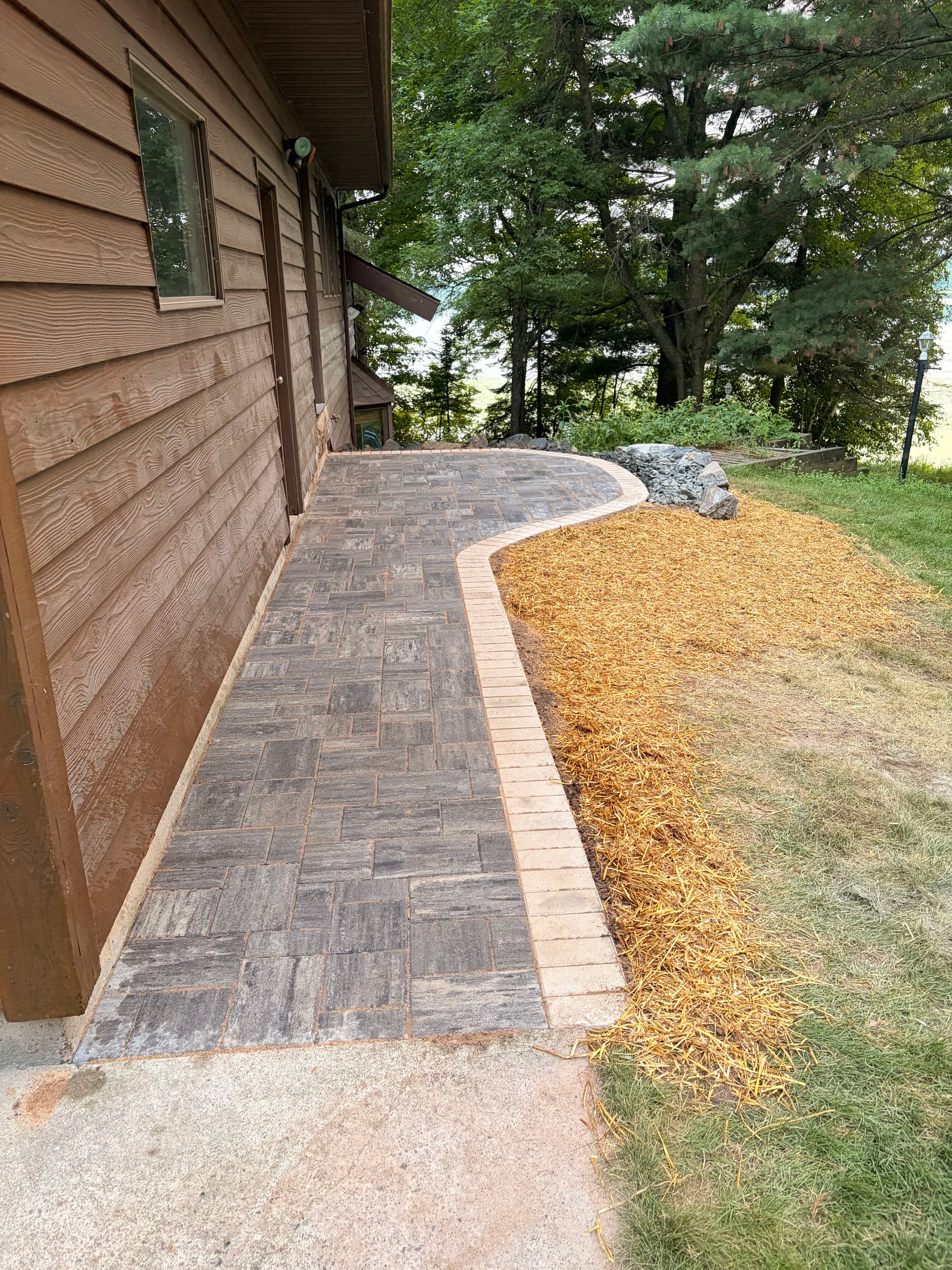 Paver Patio, Walkway and Boulder Retaining Wall in Bloomer image
